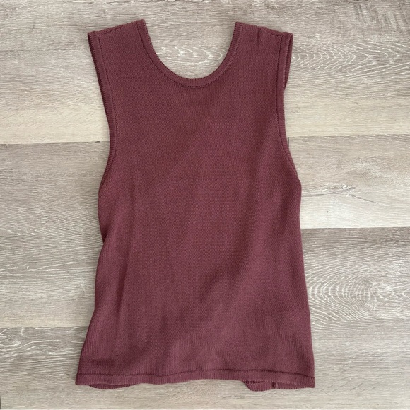 Tibi Tops - Tibi Cotton Criss Cross Sleeveless Sweater Tank in Cinnamon